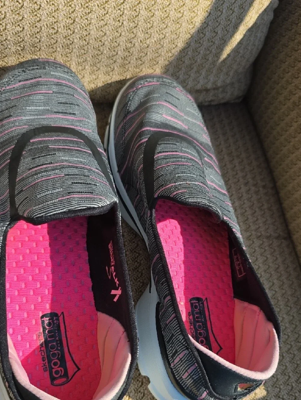 Skechers Slip-On Sneakers - Black with Pink Insole